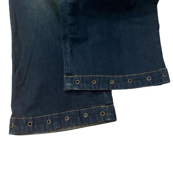 Sandro Sportswear Hi-Rise Wide Leg Cropped Jeans Mock Cuff Grommet Hem, Sz 1X - Picture 14 of 15